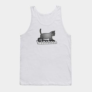 Cat Playing Piano Tank Top